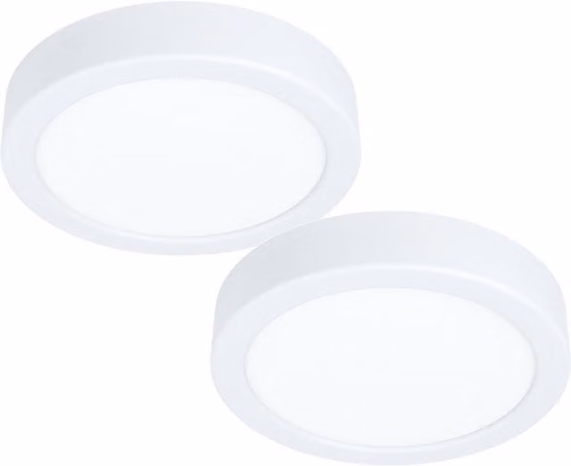 Loops 2 Pack White Round Surface Mounted LED Wall and Ceiling Lights, 10.5W, 3000K Warm White, Diameter: 16 cm