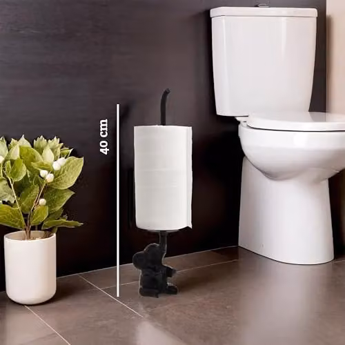 Orsina Black Elephant Freestanding Metal Toilet Roll Holder – 2