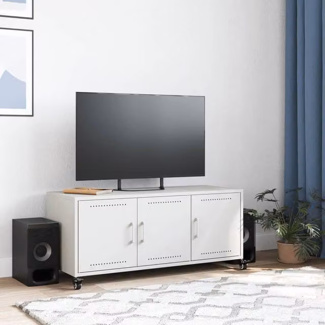 Berkfield Home White Metal TV Cabinet W/D/H: 100.5 x 39 x 43.5 cm – 1