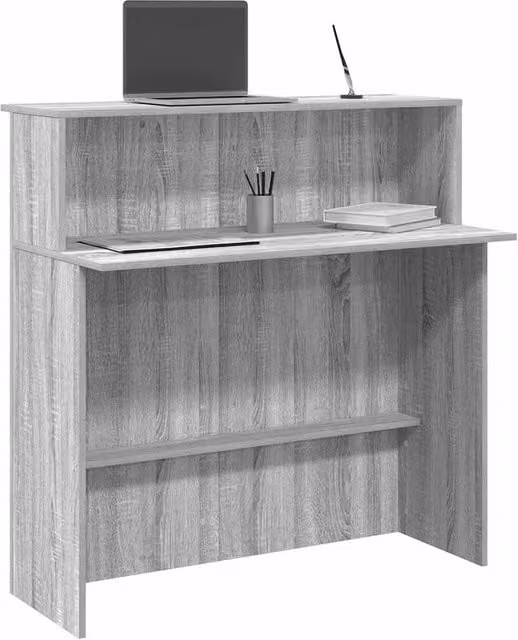 Berkfield Home Reception Desk in Grey Sonoma, W/D/H: 100 x 50 x 103.5 cm