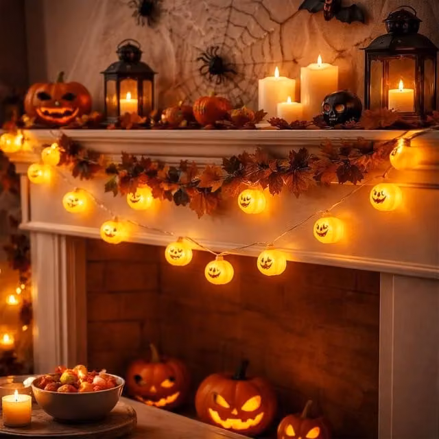 Dragodirect LED Pumpkin String Lights with 10 Warm White Bulbs in Orange for Halloween and Autumn Parties – 1