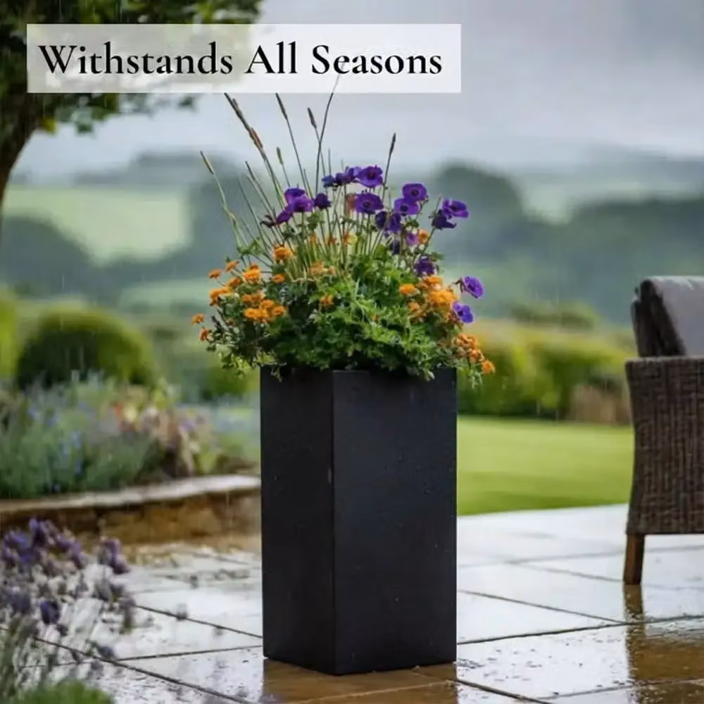 Access Garden Products Tall Square Galvanised Steel Planter, Matte Black, H 100 cm x W 40 cm x D 40 cm – 4