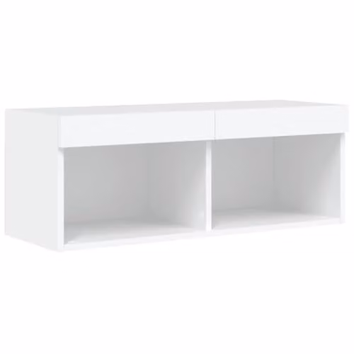 vidaXL Modern White TV Cabinet with LED Lights W/D/H: 80 x 30 x 30 cm – 1