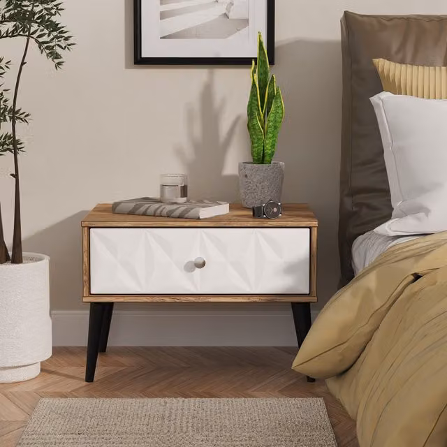 Ready Assembled 2 U Toledo Wide Side Table with 1 Drawer in Dark Brown – 1