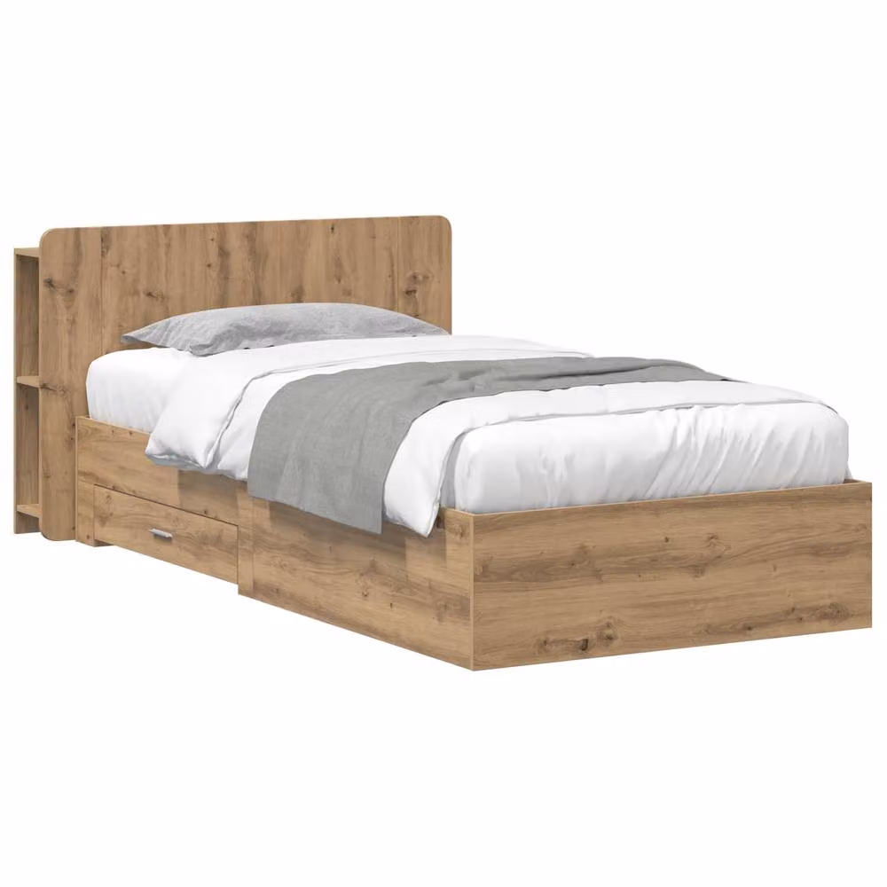 Berkfield Home Artisan Oak Bed Frame with Storage Drawers, Brown, W: 80 cm, L: 200 cm – 2