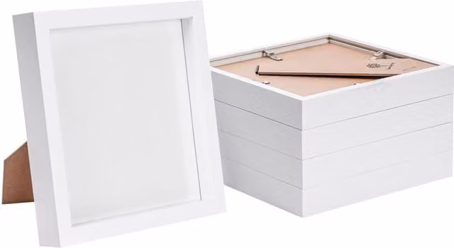 Nicola Spring Set of 5 White Square 3D Box Photo Frames, 20.32 x 20.32 cm