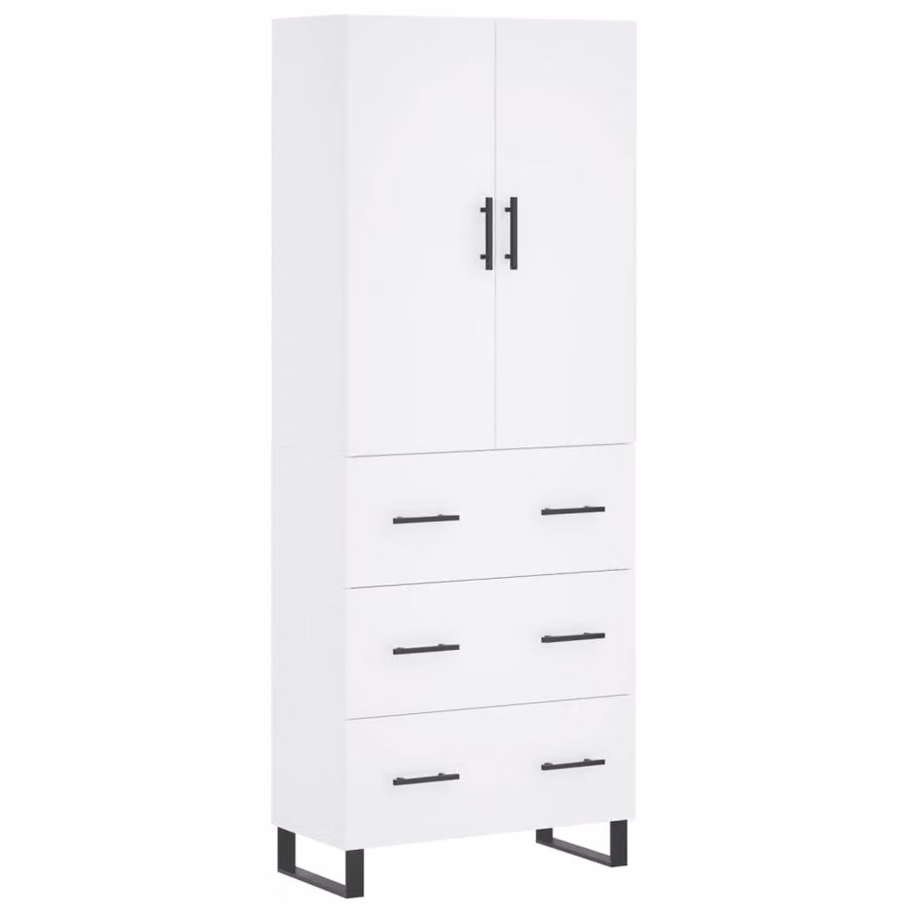 Berkfield Home White Modern Highboard with Hinged Doors and Internal Shelves, W/D/H: 69.5 x 34 x 180 cm – 2