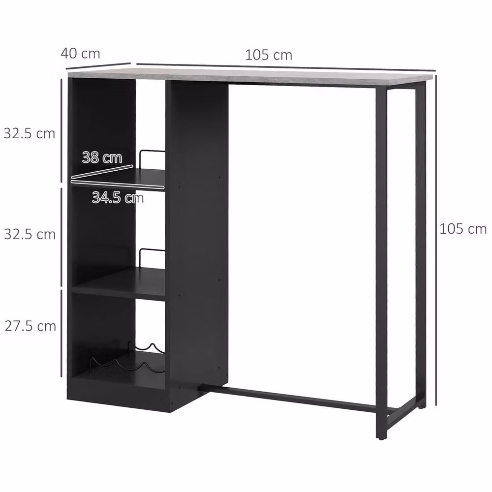 STILVORA Modern Black Bar Table with Storage – 3