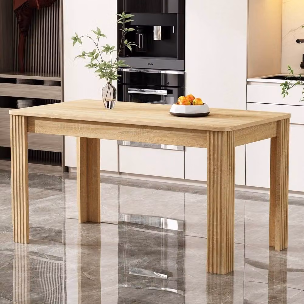KORVIXA 4 Seater Square Wood Dining Table in Brown, W/D/H: 100 x 100 x 8.5 cm – 4