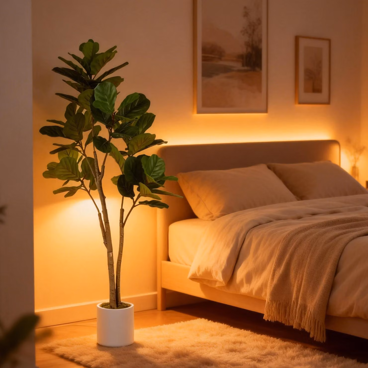 HOMCOM 150 cm Artificial Ficus Tree in Green and White – 4