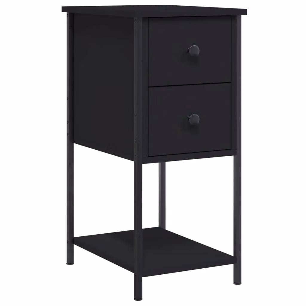 Berkfield Home Black Modern Bedside Cabinet W/D/H: 32 x 42 x 70 cm – 2