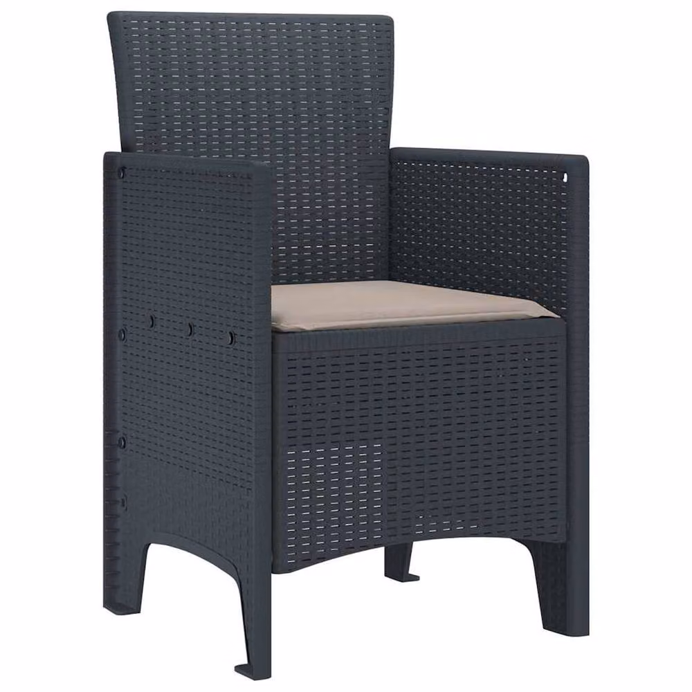 Berkfield Home Set of 4 Modern Garden Chairs in Anthracite and Taupe Polypropylene Resin – 3