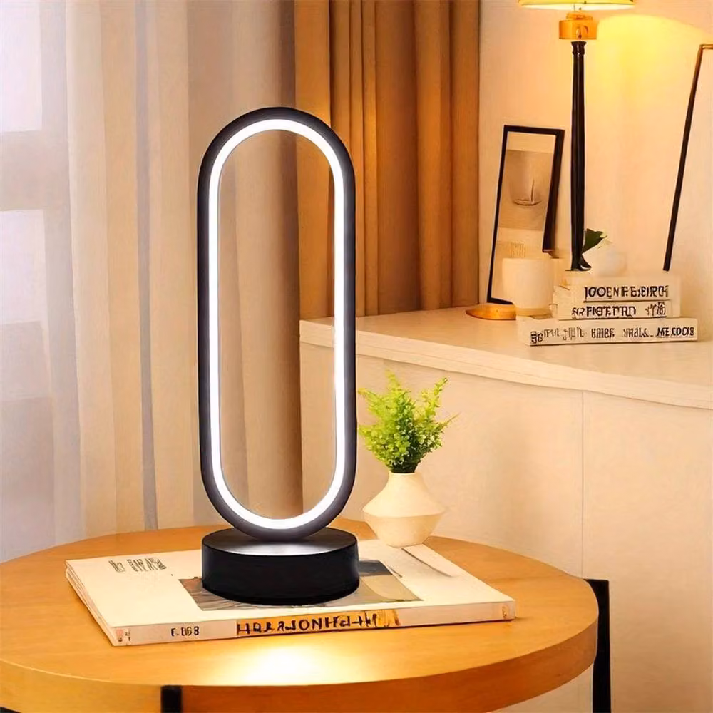 Kelvenix Black Dimmable LED Ring Tabletop Lamp with Three-Colour Dimming and Touch Control – 4