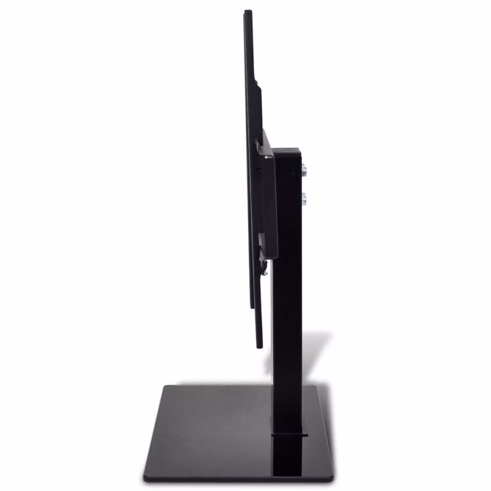 Berkfield Home Pedestal TV Stand for 26-42 Inch Screens, Black Matt Metal and Glass, Max VESA 400x400 mm, 30kg Capacity – 3
