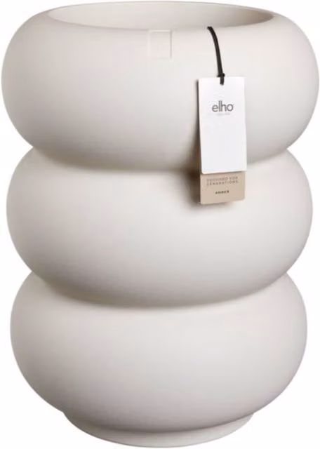 Elho Amber Roll High White Plastic Indoor and Outdoor Plant Pot and Planter
