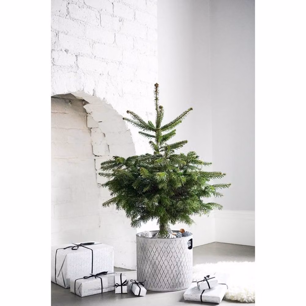 Lemon Pavilion Furniture and Decor Grey Galvanised Steel Indoor Christmas Tree Bucket, W28 x D28 x H28 cm – 2