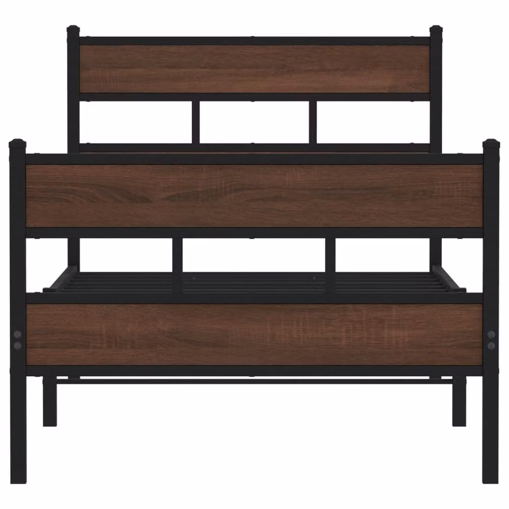 Berkfield Home Elegant Single Bed Frame with Headboard and Footboard, Brown, W/D/H: 90 x 190 x 91.5 cm – 4