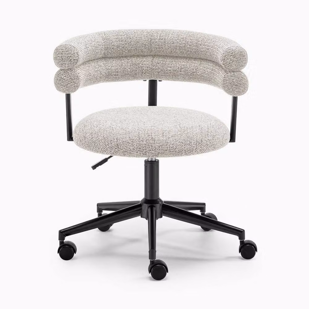 FurnitureboxUK Estelle Modern Swivel Task Chair in Grey and Beige Fabric – 2