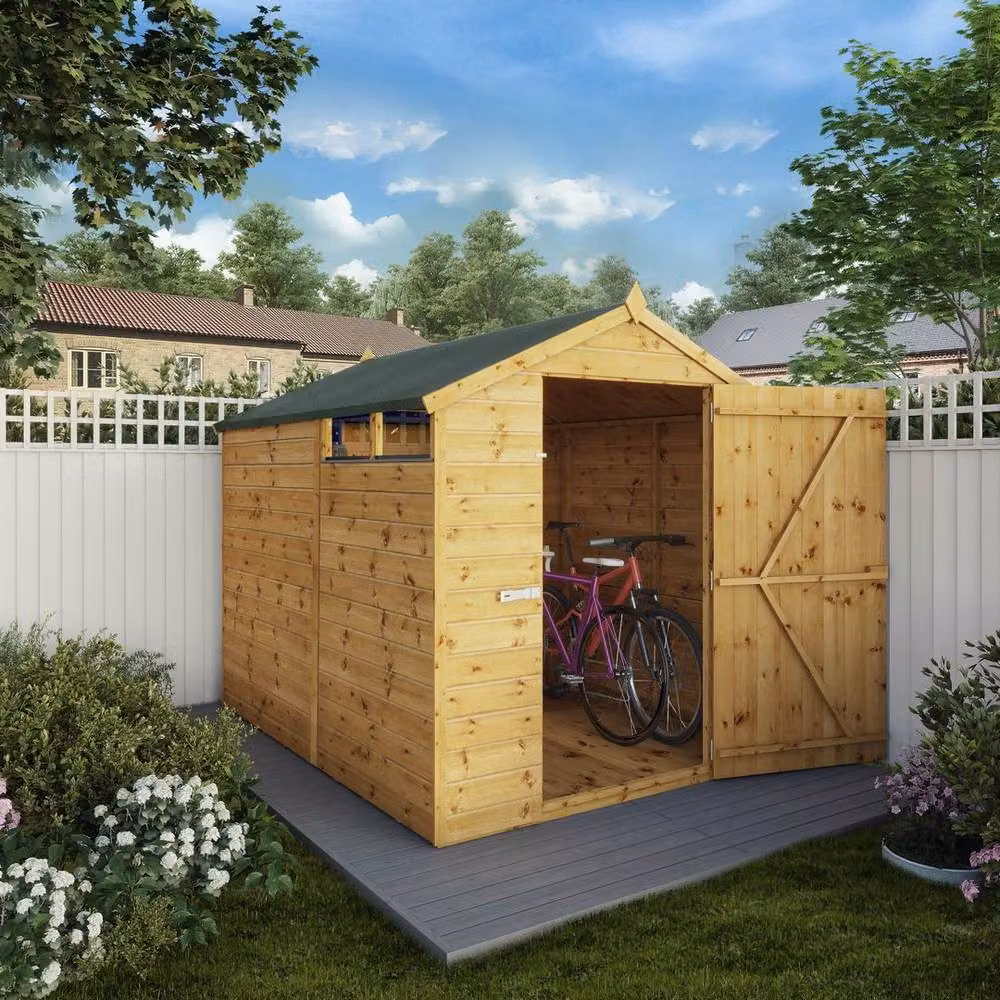 Mercia Rustic Shiplap Security Apex Garden Shed in Brown, W189.2 x D243.84 x H198.9 cm – 5