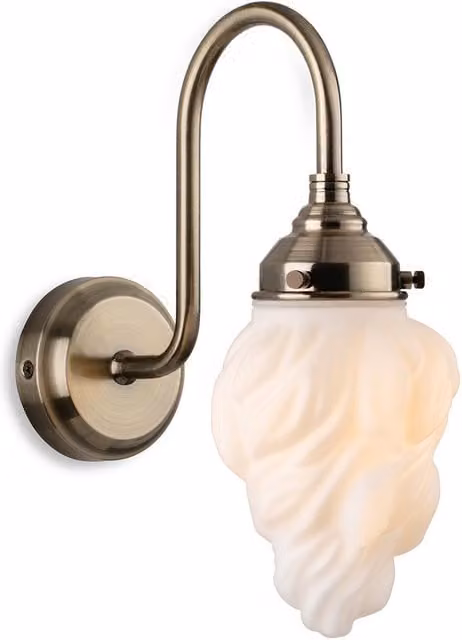 Firstlight Flame Wall Light in Antique Brass with White Glass, IP44