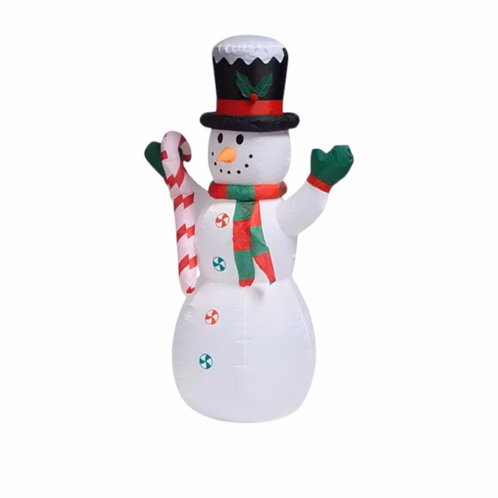 Garden Greatness 4ft Inflatable LED Candy Cane Snowman in White – 2