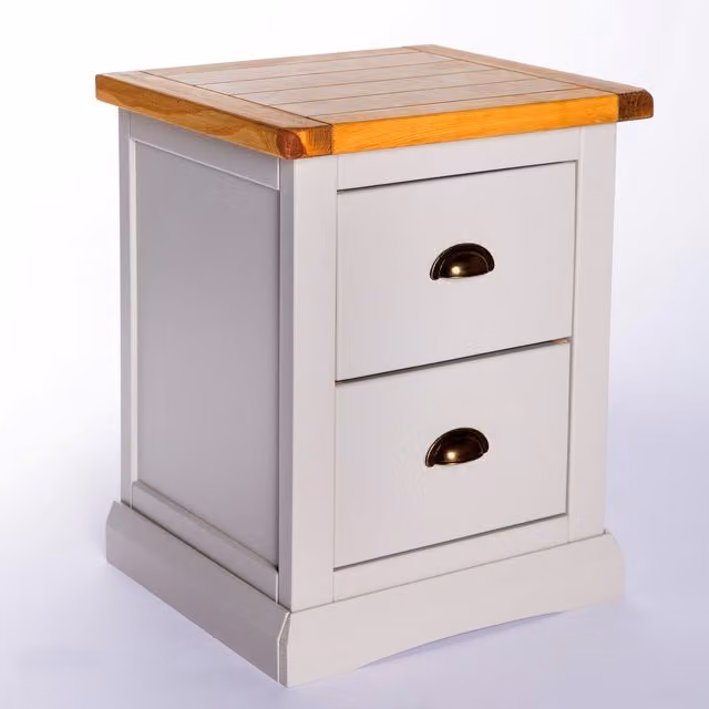 Cabinet Bits Loreo 2 Drawer Bedside Cabinet in Grey with Gold Details