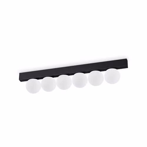 Netlighting Ping Pong 6 Light Globe Ceiling Light in Black with 1500Lm and 3000K Warm White Glass Spheres