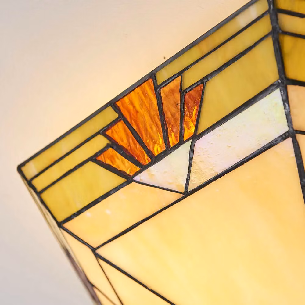 Loops Tiffany Glass Semi Flush Ceiling Light in Multicolour and Bronze – 2