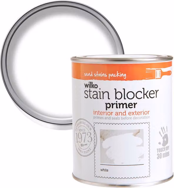 wilko Quick Dry Stain Blocker Water Based Primer, White, 750ml