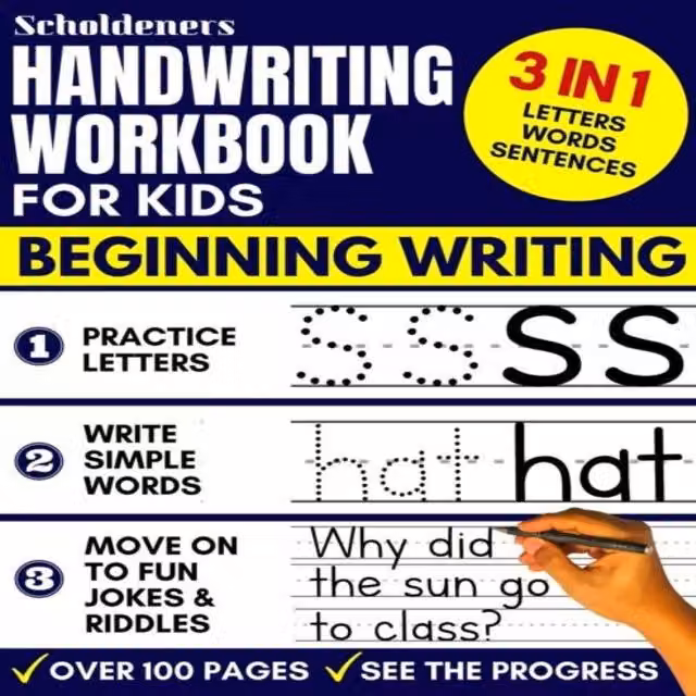 Scholdeners 3-in-1 Handwriting Practice Workbook for Children in Multicolour