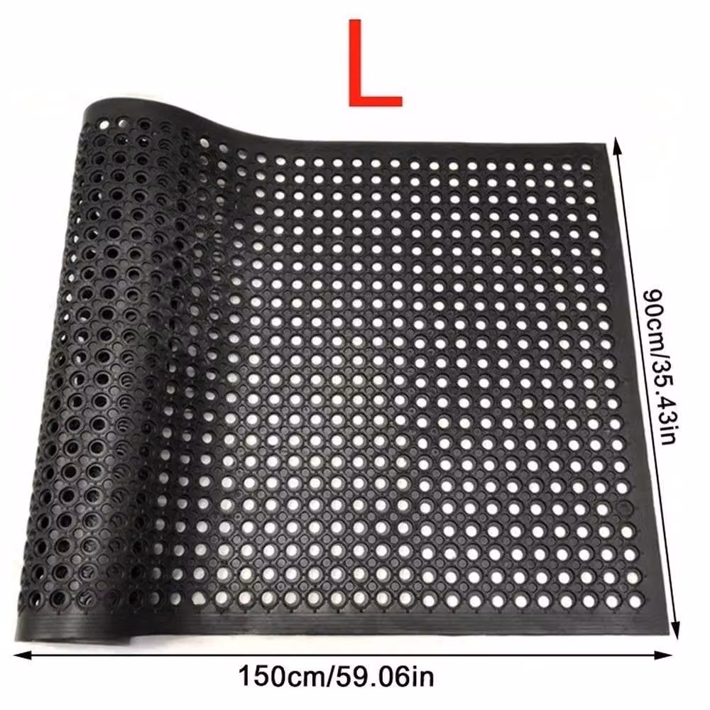 NESTLUNE Large Industrial Non Slip Rubber Work Floor in Black, W: 100 cm, L: 1150 cm – 2