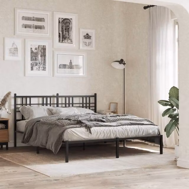 Berkfield Home Matt Black Metal Headboard, Width: 160 cm – 1
