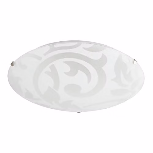 Happy Homewares Traditional Frosted White Floral Circular Glass IP20 Flush Ceiling Light Fitting, W/D/H: 30 x 30 x 8 cm