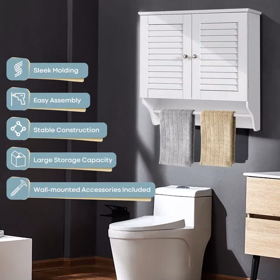 Costway White Wall Mounted Bathroom and Kitchen Medicine Cabinet with Roll Shutter Doors and Internal Shelves – 4