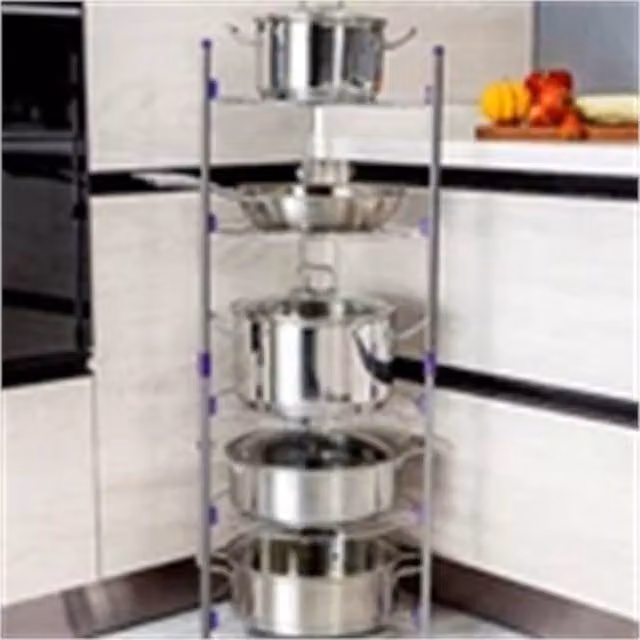 Nordara 5 Tier Silver Metal Kitchen Pan and Saucepan Storage Stand, Width: 100 cm – 1