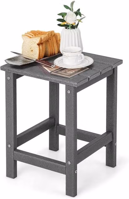 Costway Grey HDPE Adirondack Square Side Table for Indoor and Outdoor Use – 1