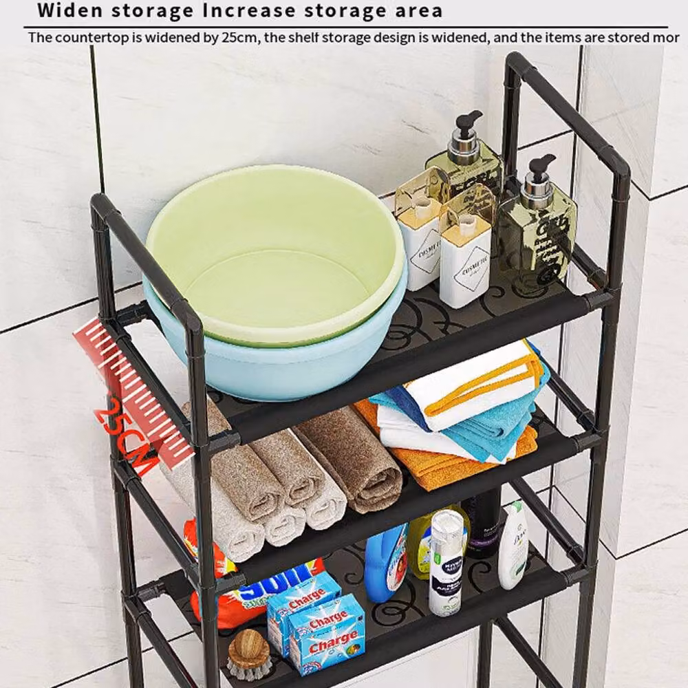 KORVIXA Black Over The Toilet Storage Rack Cabinet W/D/H: 50 x 50 x 80 cm – 3