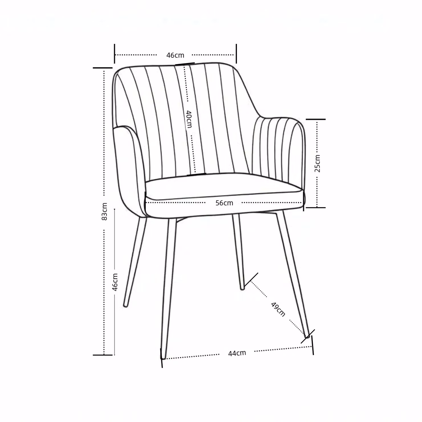 Outdoor Living Charlotte Velvet Comfort Dining Chairs in Blue - Set of 2 - H 85 x W 60 x D 56 cm – 3