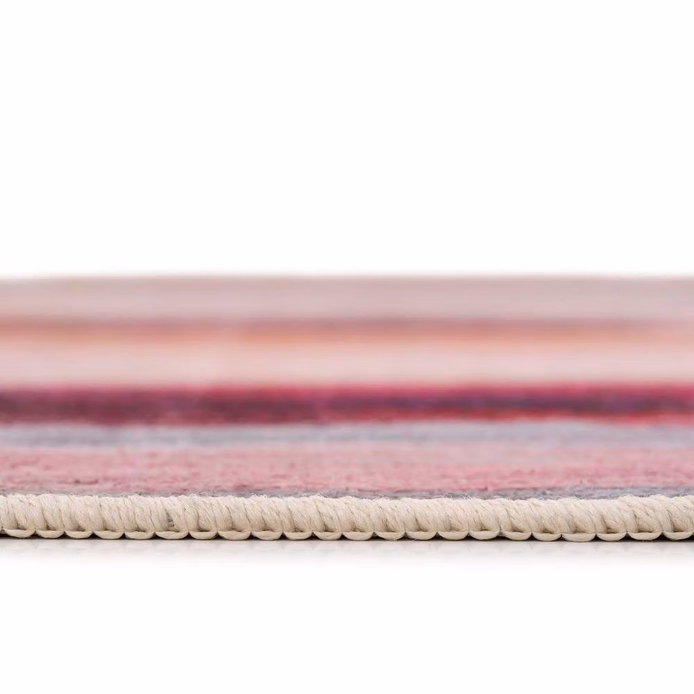 Kukoon Abstract Multi Colour Pink and Cream Modern Area Rug for Living Room or Bedroom, W: 80 cm, L: 300 cm – 3