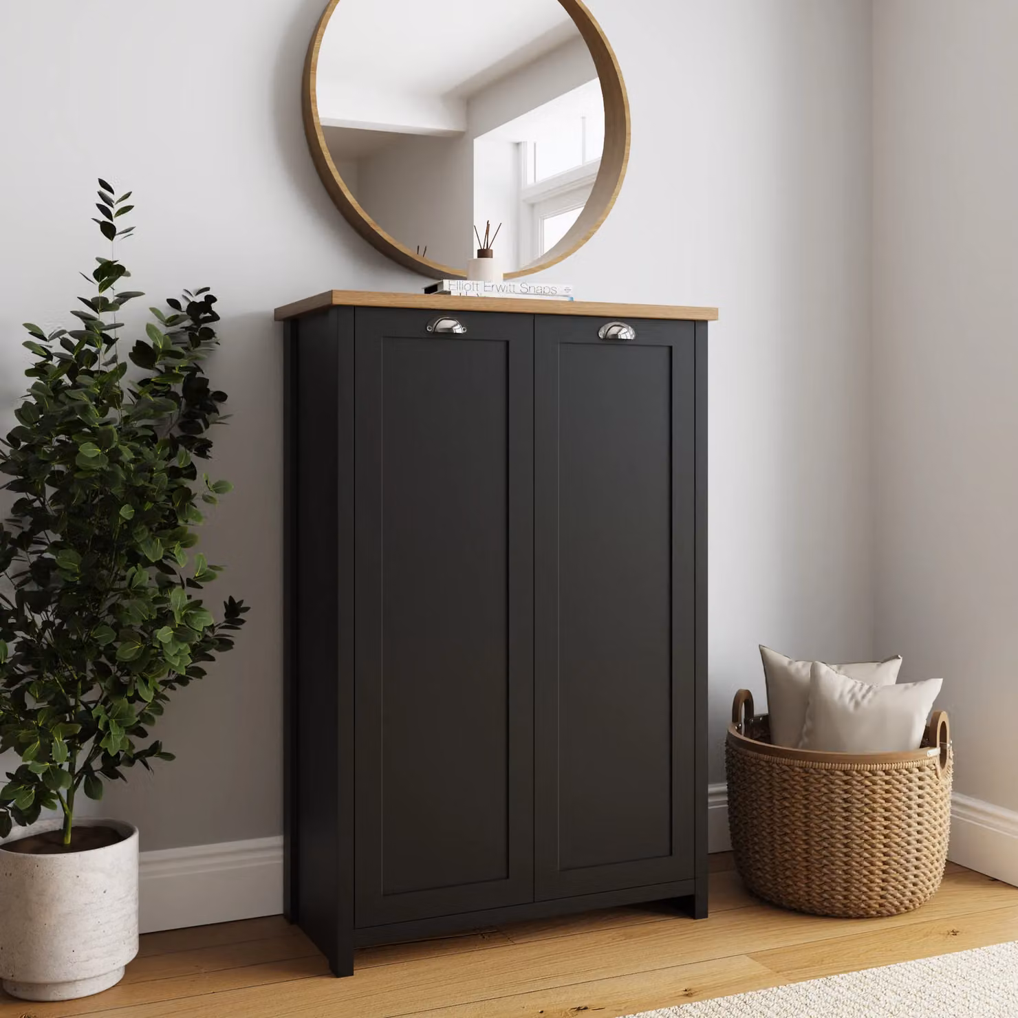 GFW Lancaster 2 Door Shoe Cabinet in Black – 3