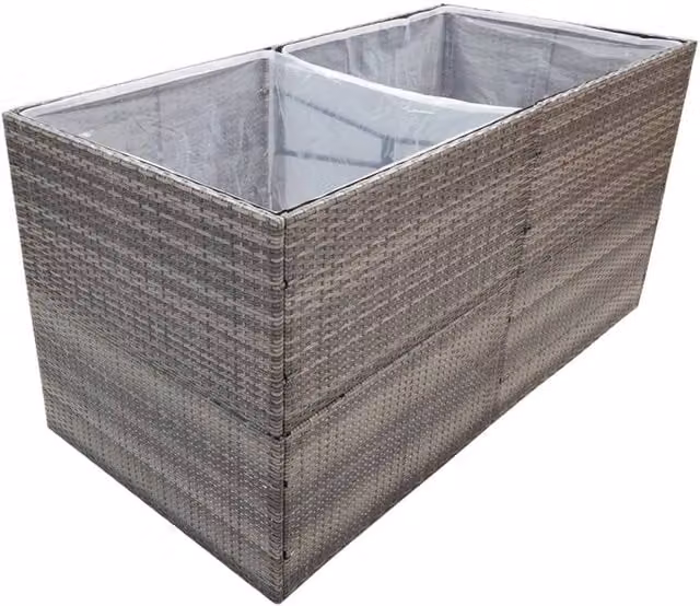 Berkfield Home Beautiful Garden Planter in Grey Poly Rattan, W/D/H: 157 x 80 x 80 cm