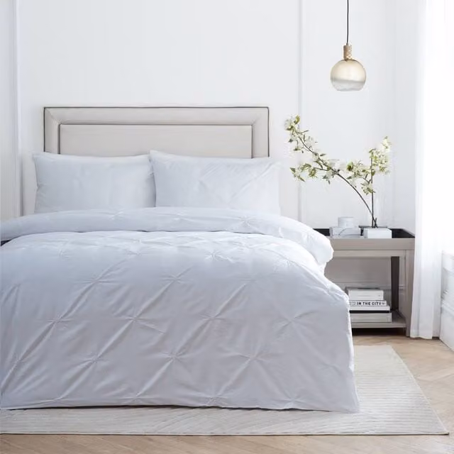 Paoletti Elysia White 100% Cotton Duvet Cover, W: 200 cm x D: 200 cm