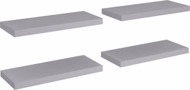 Berkfield Home Set of 4 Grey Floating Wall Shelves, W/D/H: 60 x 23.5 x 3.8 cm