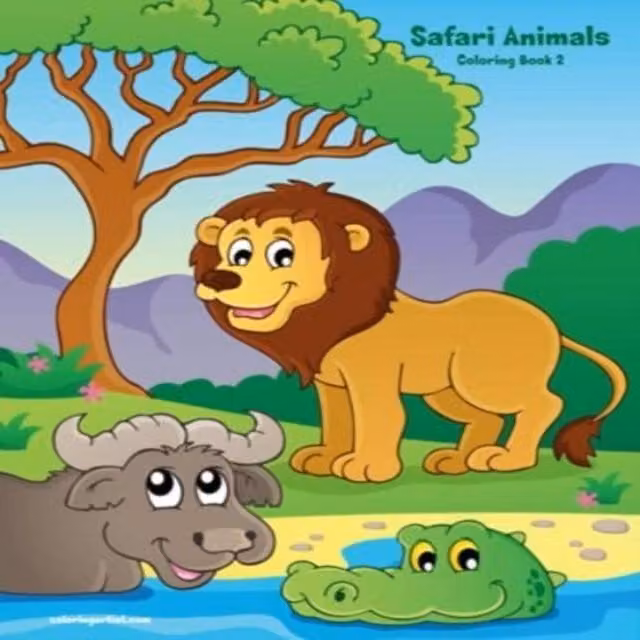 Nick Snels Safari Animals Colouring Book 2 Paperback for Children, Multicolour
