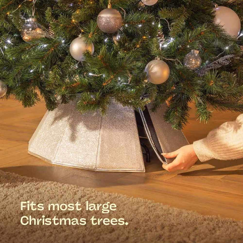 Christmas Village Glossy Silver Diamond Christmas Tree Skirt – 3