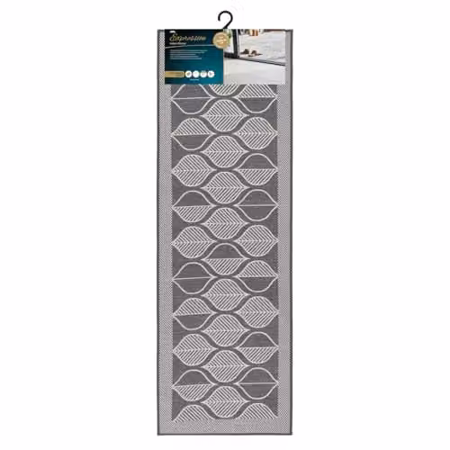 JVL Expression Machine Washable Entrance Runner Doormat with Leaves Design in Grey and White, W: 50 cm, L: 150 cm – 1