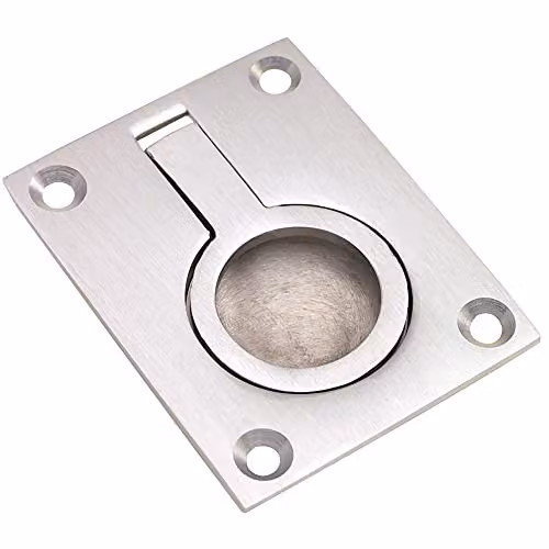 Loops Flush Ring Recessed Pull Handle in Satin Chrome, W: 6.3 cm, D: 0.85 cm