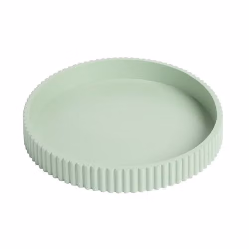 OHS Round Ribbed Decorative Tray in Green, Diameter: 28 cm – 1