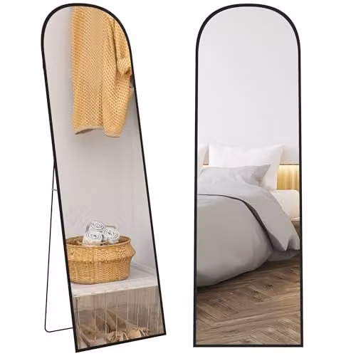 HOMCOM Full Length Rectangular Floor Mirror in Black, H 162 cm x W 50 cm x D 3.5 cm – 1