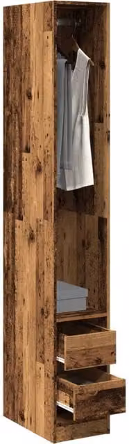 Berkfield Home Old Wood Wardrobe in Brown, W/D/H: 30 x 30 x 200 cm